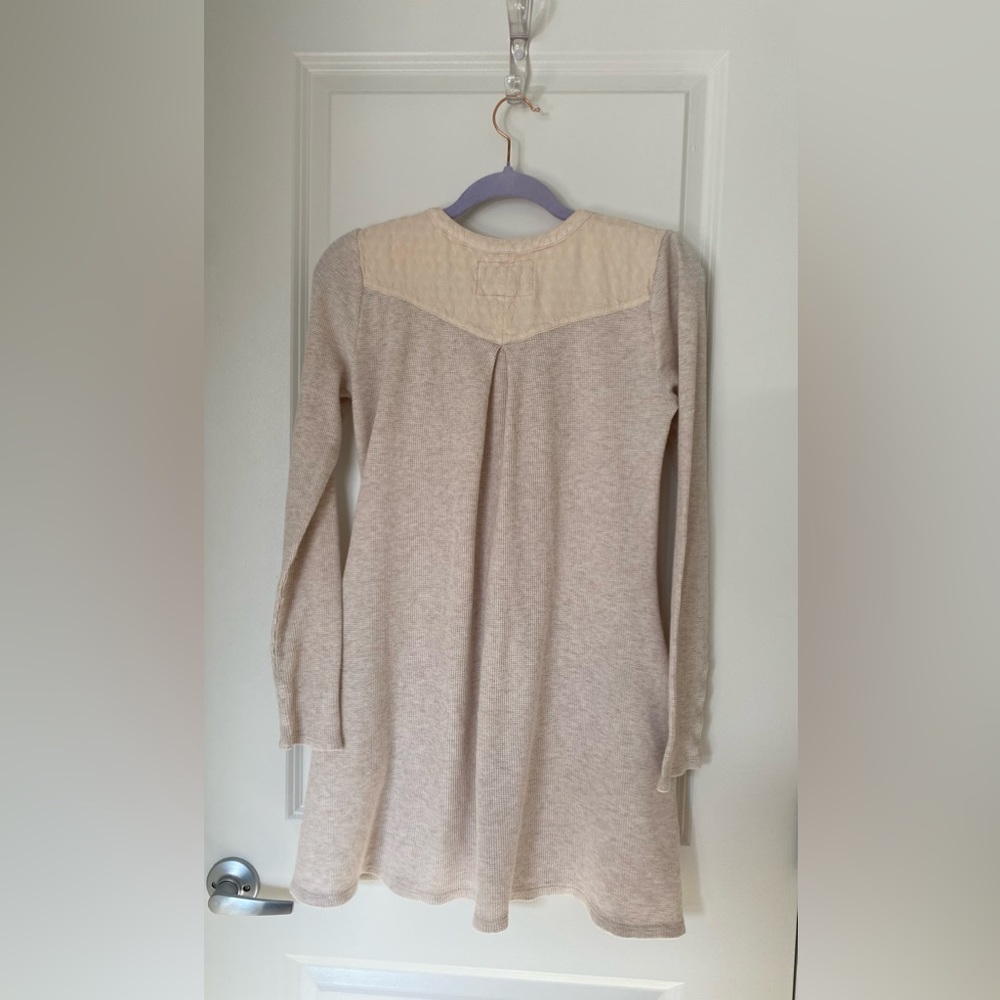 Saturday Sunday Anthropologie cream mini thermal henley dress - Picture 8 of 10